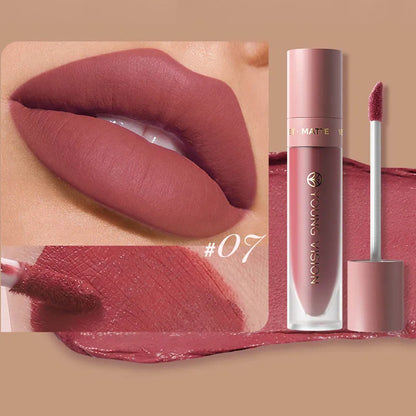 DUNUF  8-color matte velvet smooth easy-to-apply square tube lip gloss waterproof three-dimensional plumping lipstick