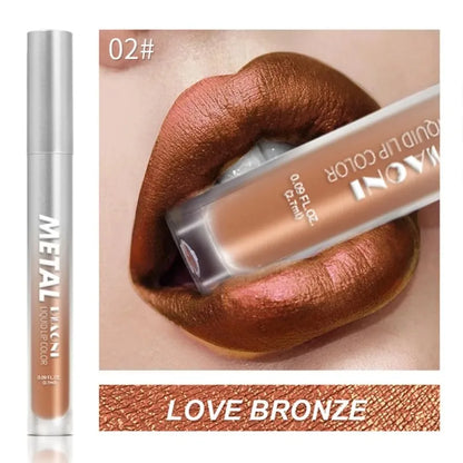 12 Colors Glitter Metallic Liquid Lipstick Pearlescent Waterproof Shiny Lip Gloss Non-stick Cup Long Lasting Shimmer Lips Makeup
