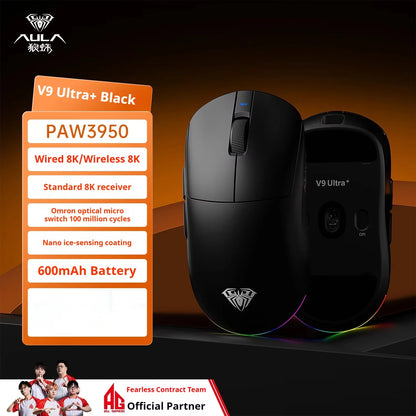 AULA V9 V9+ Wireless Mouse Tri Mode Bluetooth Lightweight Mouse E-sports Gaming Mice Esports Gaming Mice PC Accessories Gifts