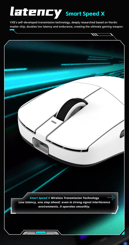 VXE Dragonfly R1 Wireless Mouse PAW3395 Sensor Nordic 52840 2KHz FPS Game Mouse Intelligent Speed Low Delay Game Office