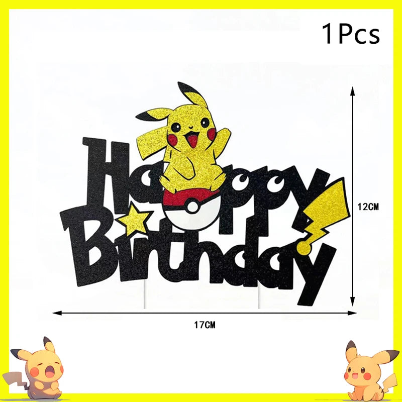 Pokemon Cake Topper Anime Figure Pikachu Party Happy Birthday Pokemon Cake Decoration Supplies Kids Gift