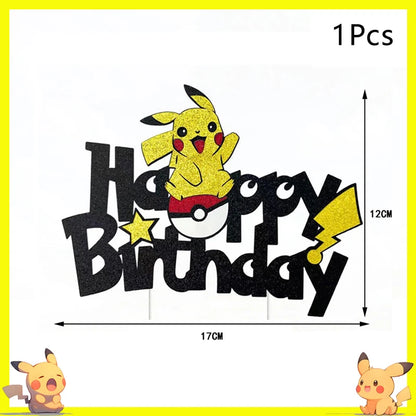 Pokemon Cake Topper Anime Figure Pikachu Party Happy Birthday Pokemon Cake Decoration Supplies Kids Gift