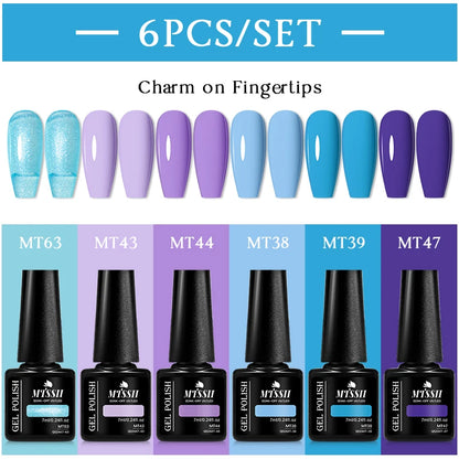 MTSSII 6Pcs/Set Colorful Gel Nail Polish Set for Nails Semi Permanent UV Gel LED Nail Art Varnish Kit for Manicure Nail Supplies