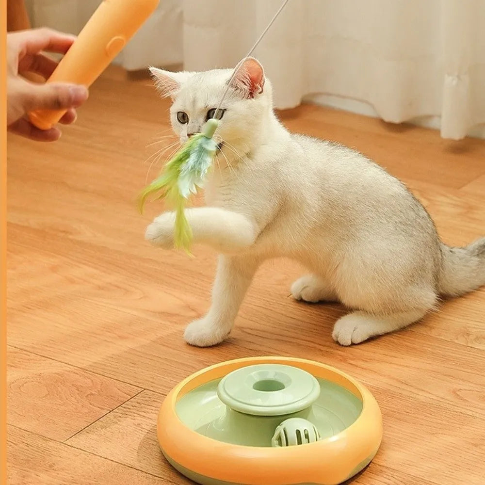 Multifunctional Electric Cat Toy Sturdy Design Self Rotating Interactive Cat Toy Reusable Self Rotating Teaser