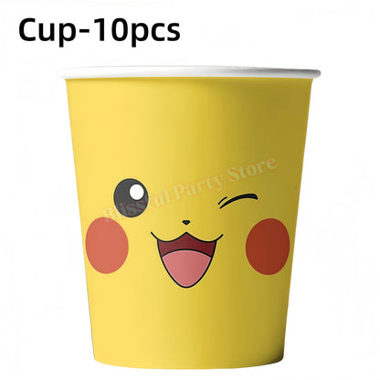 Pokemons Birthday Party Decoration Lightning Pikachu Balloon Tableware Kit Cup Plate Gift Bag Kid Favor Gift Baby Shower Supplie