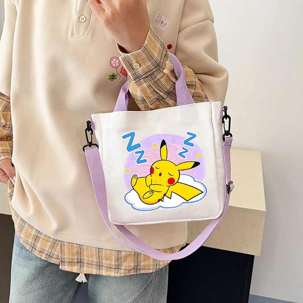 Pokémon Handbag Cartoon Children's Shoulder Bag Boys Girls Tote Bag Child Canvas Handbags Anime Crossbody Bag New Kids Gifts