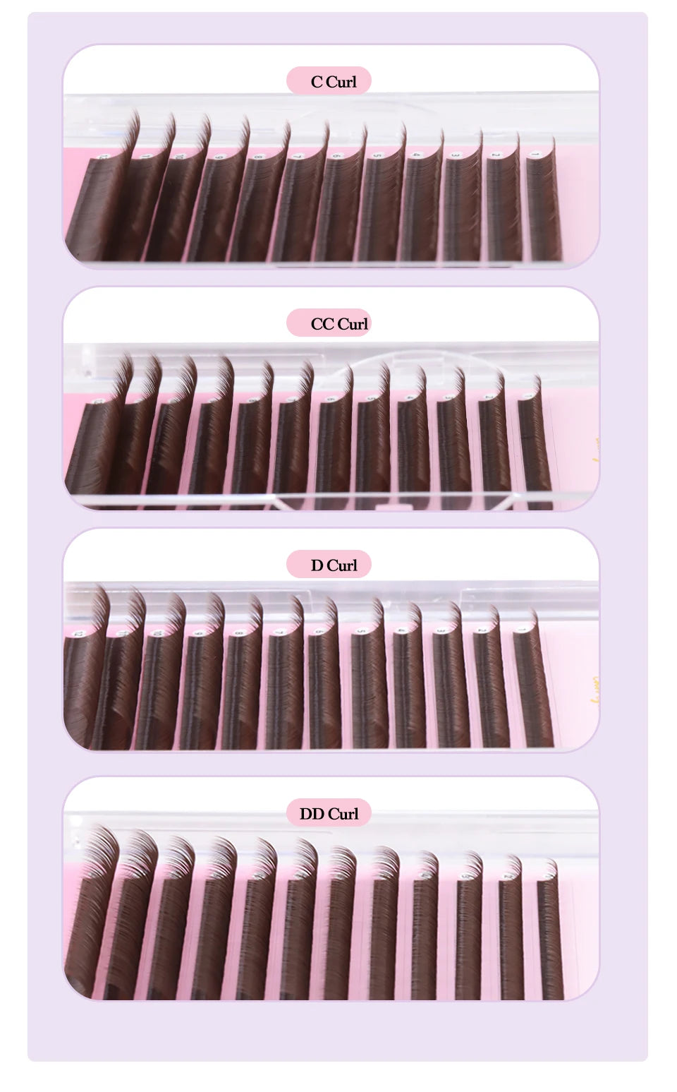Brown Individual Eyelashes Extension 8-15 Mixed Lash Colorful Premium Dark Brown Lashes Soft Natural Mink False Eyelashes Makeup