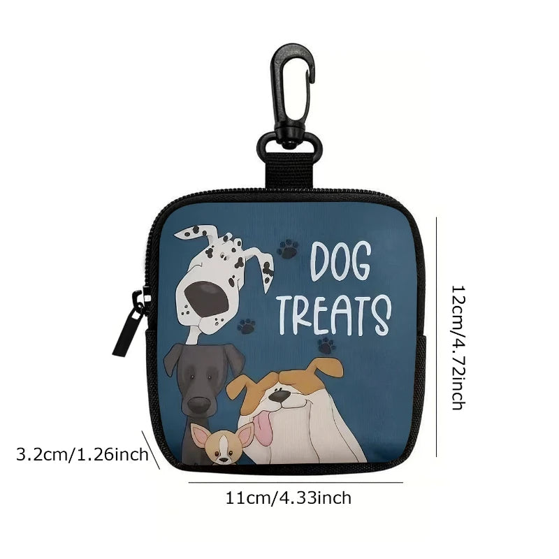 1pc Dog Print Dog Treat Bag with Hook and Zipper Pet Training Set Puppy Pet Training Walking Bag Dog Training Accessories