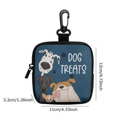 1pc Dog Print Dog Treat Bag with Hook and Zipper Pet Training Set Puppy Pet Training Walking Bag Dog Training Accessories