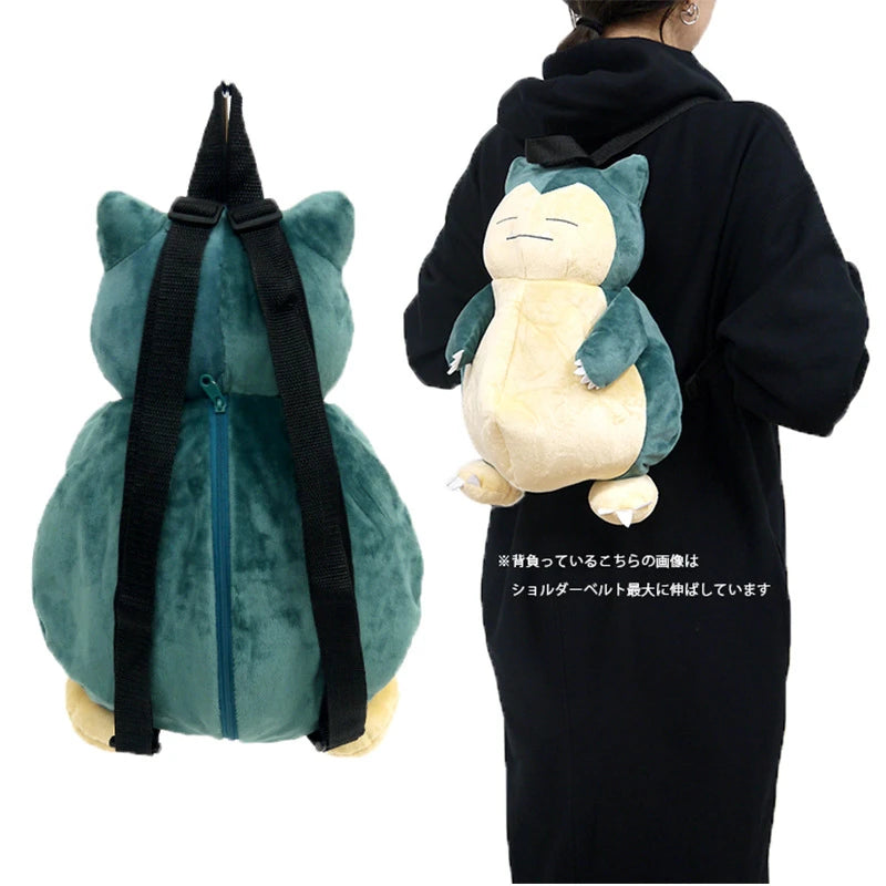 Cute Pokemon Backpack Kawaii Japanese Style Plush Bag Gengar Eevee Snorlax Backpack Schoolbag Cosplay Props Fashion Gifts