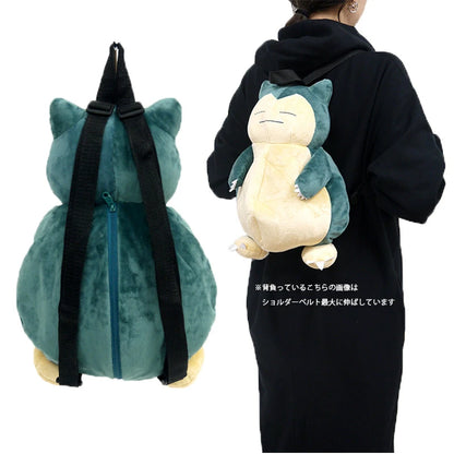 Cute Pokemon Backpack Kawaii Japanese Style Plush Bag Gengar Eevee Snorlax Backpack Schoolbag Cosplay Props Fashion Gifts