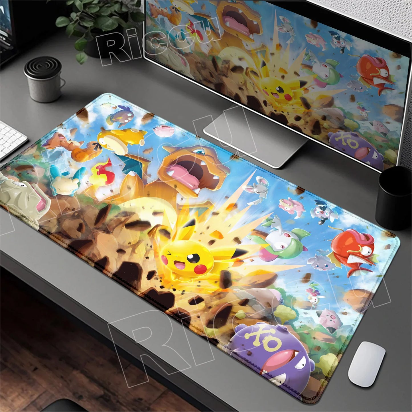 HD 900x400 Rubber Large PC Mousepad Gaming Mouse Pad Accessories Pikachu Slowpoke XXL Desk Keyboard Mat Computer Laptop Mausepad