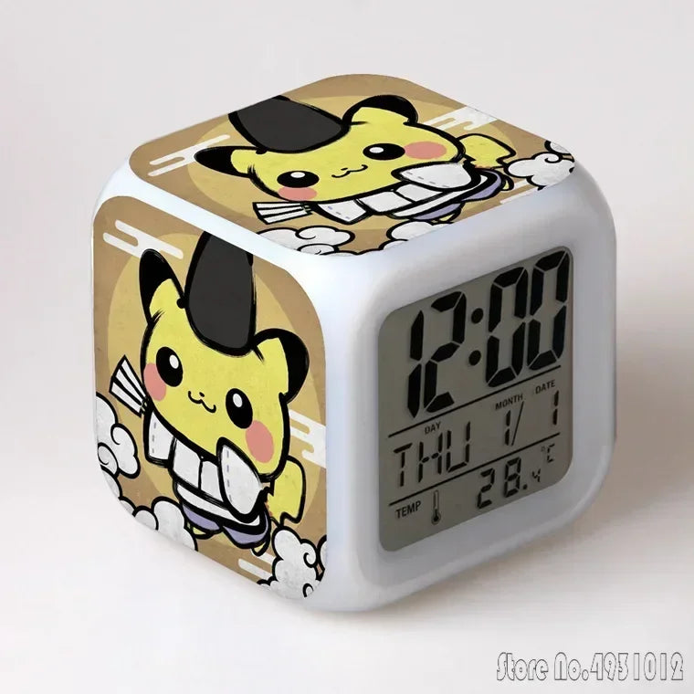 Anime Cartoon Pok é mon Cartoon Alarm Clock Creative Student 8x8x8cm LED Cube with Colorful Light Display Time Week Month