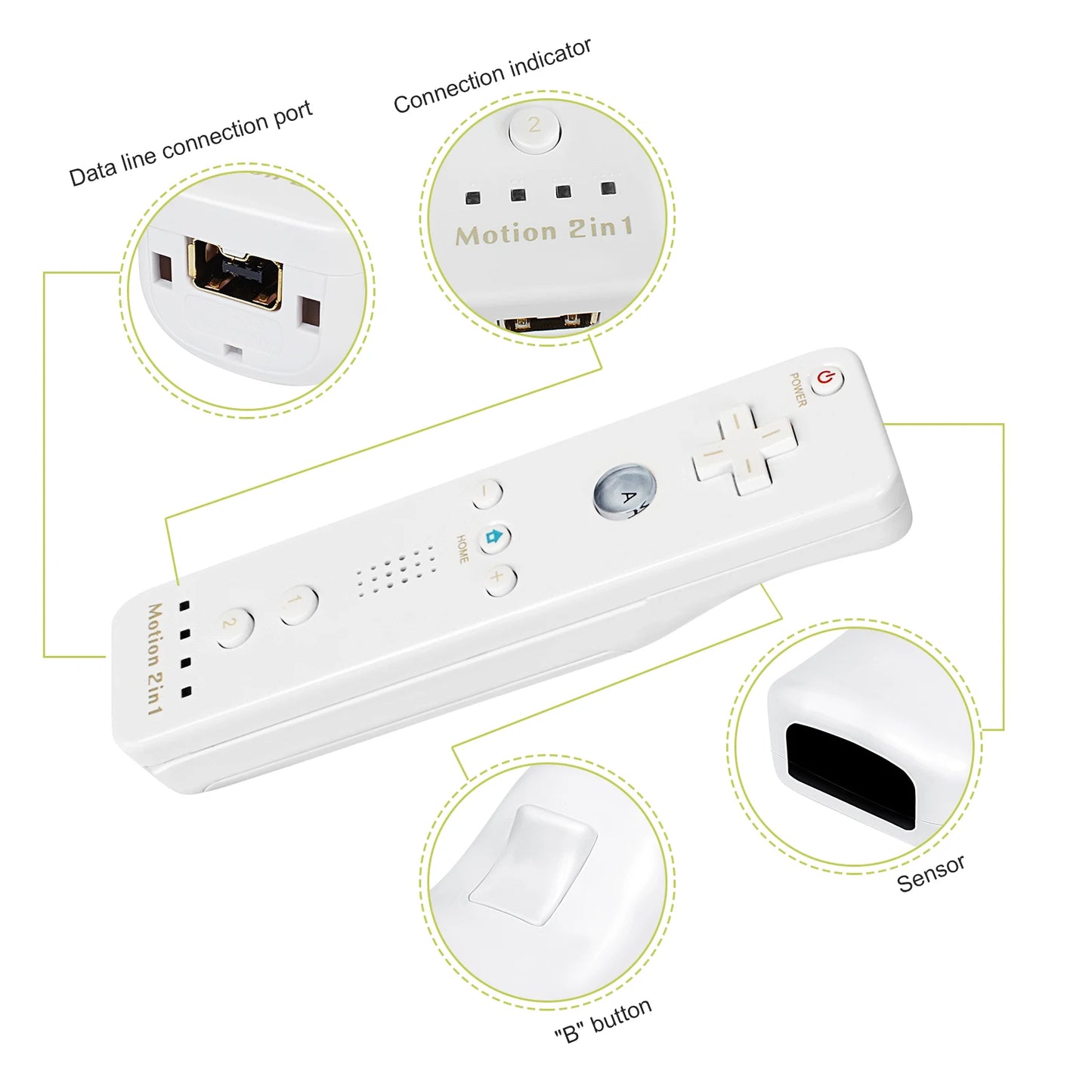 2 in 1 For Nintendo Wii Controller Set Optional Motion Plus Joystick Wireless Remote Gamepad with Silicone Case Video Game