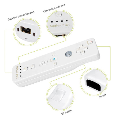 2 in 1 For Nintendo Wii Controller Set Optional Motion Plus Joystick Wireless Remote Gamepad with Silicone Case Video Game
