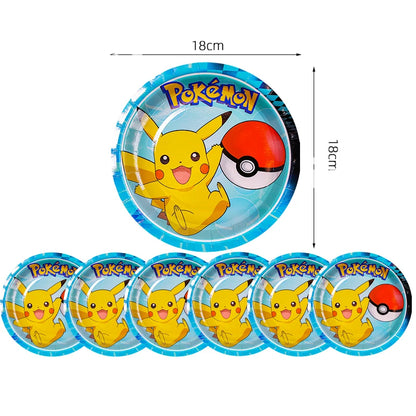 New pokemon birthday party pikachu decoration Balloon Disposable Tableware Tablecloth Straws Cup Plates Baby Shower Supplies Toy