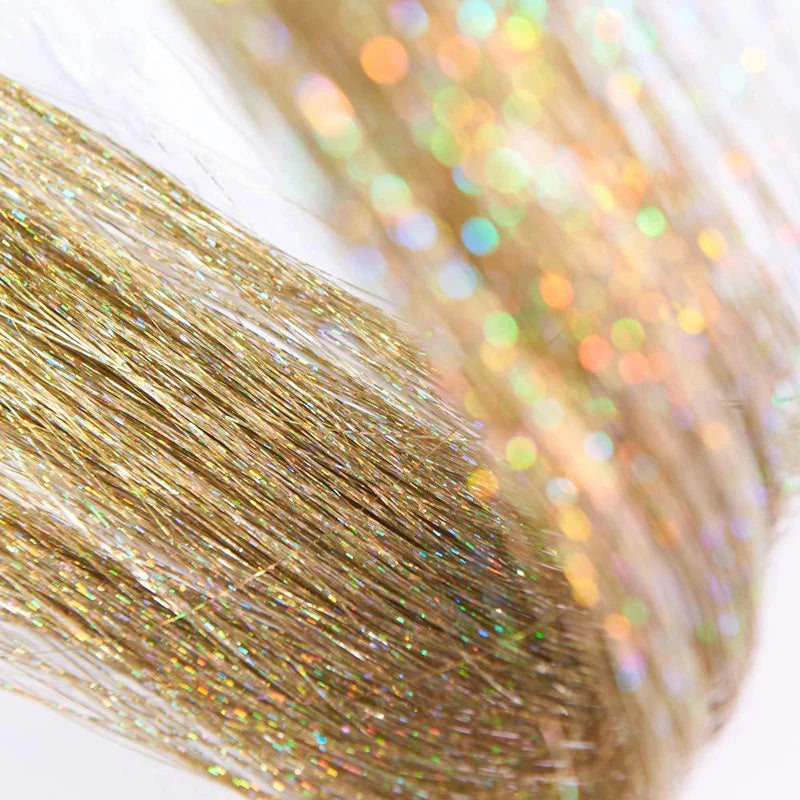 Shiny Sparkle Hair Tinsel Kit Rainbow Women Colorful Glitter Bling Hair Extension Twinkle Hair Dazzles Accessories for Braiding