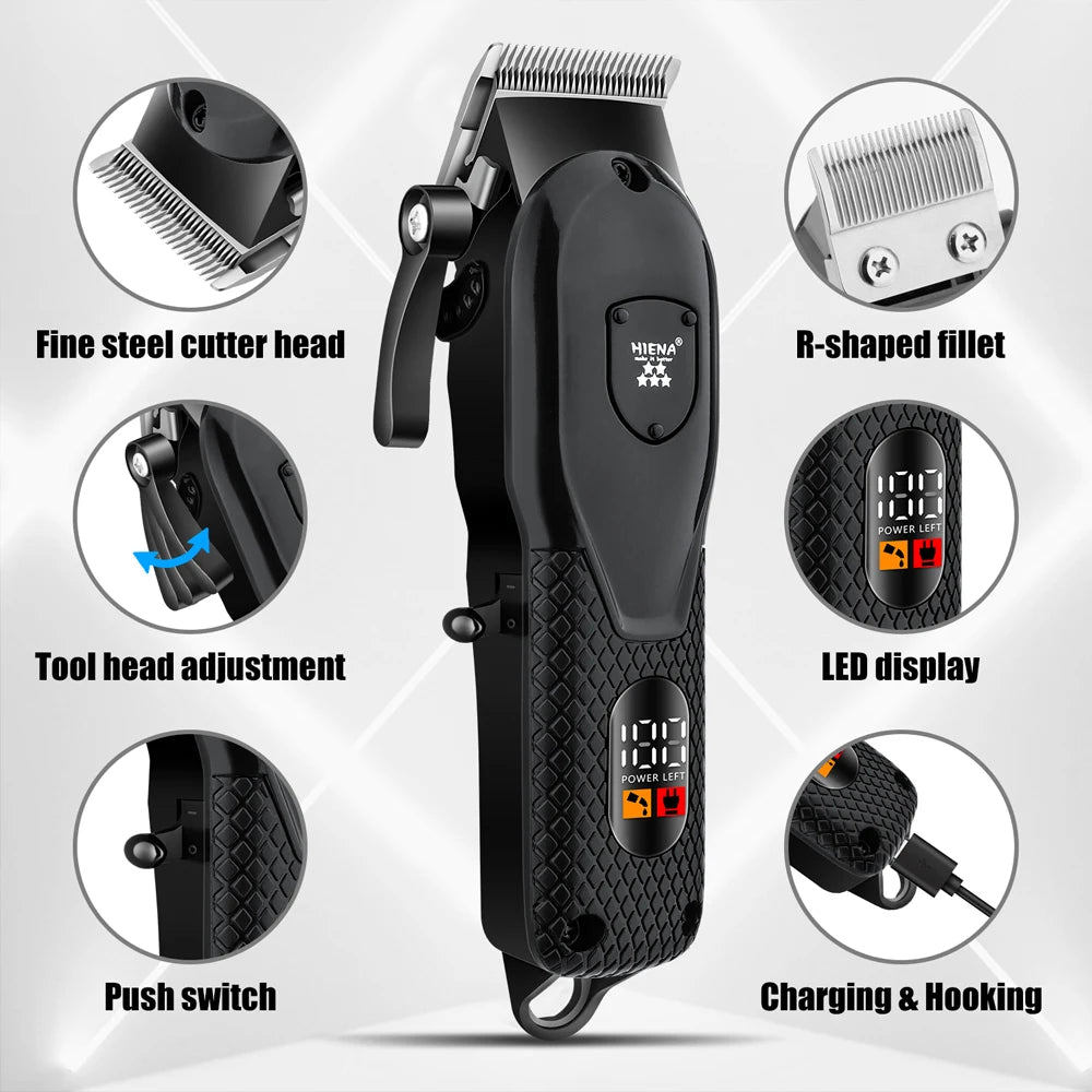 hiena Hair Clipper Kit for Men Electric Shaver Hair Trimmer Professional Cutting Machine Hair Trimmer with LCD Digital Display