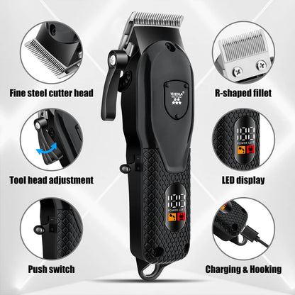 hiena Hair Clipper Kit for Men Electric Shaver Hair Trimmer Professional Cutting Machine Hair Trimmer with LCD Digital Display