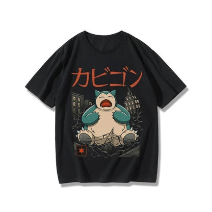 Pokémon Peripheral Products T-Shirt Squirtle Frog Seed Gengar Fire-breathing Dragon Kabi Beast Anime Peripheral Short Sleeve