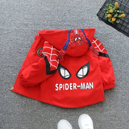 Boys Spiderman Hooded Jackets 1-10 Years Girls Spring Autumn Stitch Print Sports Coats Children Cartoon Outerwear Kids Clothes