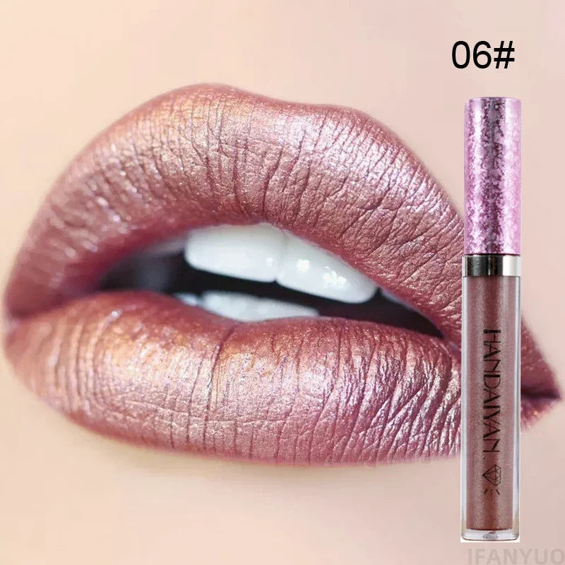 6 Colors Waterproof Nude Pink Glitter Lipstick Makeup Long Lasting Velve Red Sexy Shimmer Lipsticks Cosmetics Beauty