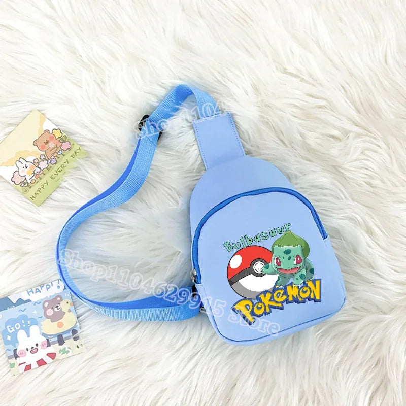 Pokemon Pikachu Shoulder Bag Kawaii Gengar Figures Pattern Chest Bags Portable Large Capacity Outdoor Crossbody Bag Gift