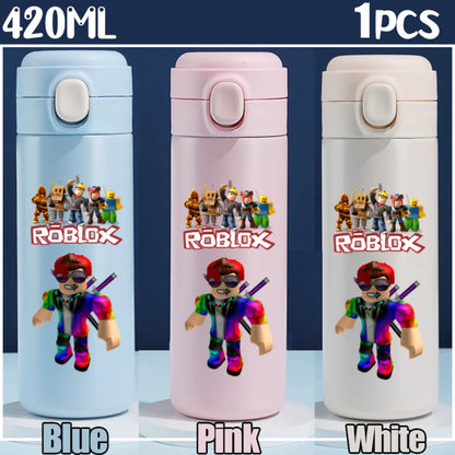 Roblox Anime Water Bottle DynaBlocks 304 Stainless Steel Thermos Cup 420ML Gourde Game Straight Drinking Cup Holiday Gifts
