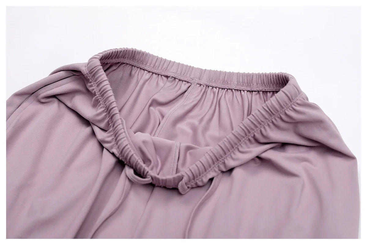 Wide Leg Flared Leggings Women's Fitness Running Pants Drawstring Sports Tights Woman Leisure Nude-Feel Workout Joggers Trouser