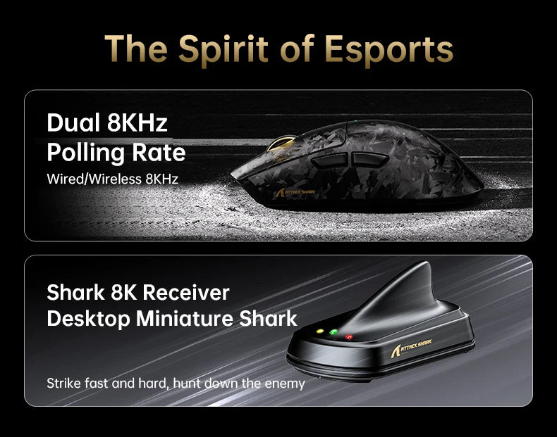 Attack Shark X11 Ultra 59g Superlight Wireless 8K Gaming Mouse Carbon Fiber Nano-Metal Ice Coating PAW3950MAX