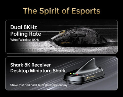 Attack Shark X11 Ultra 59g Superlight Wireless 8K Gaming Mouse Carbon Fiber Nano-Metal Ice Coating PAW3950MAX