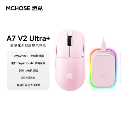 New Mchose A7 & A7v2 Advanced Lightweight Wireless Mouse Tri-Mode Connection Gaming Office Mouse Christmas Gift For Boys