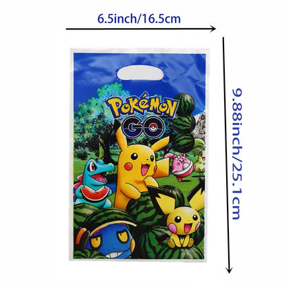 10/20/30pcs Pokemon Birthday theme Gift Bag Pokemon Figures Pikachu Candy Bag Packaging Giveaway Party Favors Children Gifts Sup
