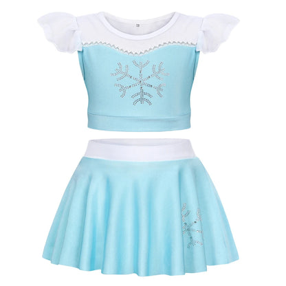 Girls Princess Swimsuit Cinderella Elsa Belle Rapunzel Cosplay Beachwear Kids Summer Fashion 2 Pcs Swimsuit Sets 2-9Yrs