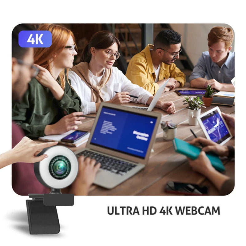 4K Webcam with LED Light 📷✨