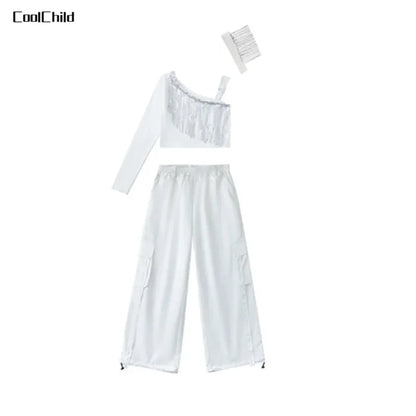 Hip Hop Girls K-pop Elegant Crop Top Shorts Street Dance Cargo Pants Kids Streetwear Child Jazz Costumes Girl Group Clothes Sets