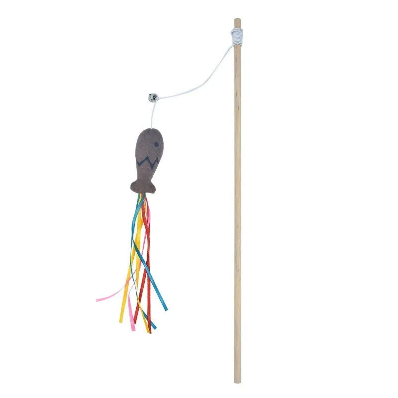 Wooden Cat Wand Toy.