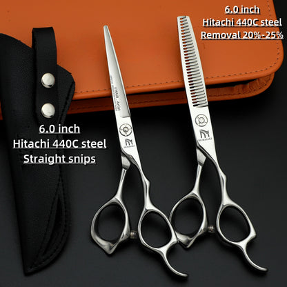 MURASAKI 6.0 inchhair thinning scissors，Professional Barber Accessories，Made by Hitachi 440C Steel，High-end Hair Cutting Tools