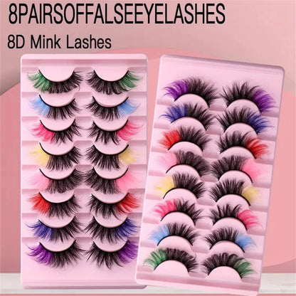 8 pairs of Colorful High-Quality Faux Eyelashes,Individual Lashes Creating a Different Personality for You lash extensions