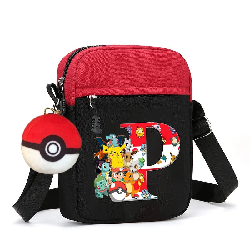 Cute Pokemons Letter A-Z Chest Packs Anime Pikachus Boy Girl Daily Travel Phone Pouch Shoulder Bag Outdoor Sport Crossbody