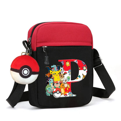 Cute Pokemons Letter A-Z Chest Packs Anime Pikachus Boy Girl Daily Travel Phone Pouch Shoulder Bag Outdoor Sport Crossbody