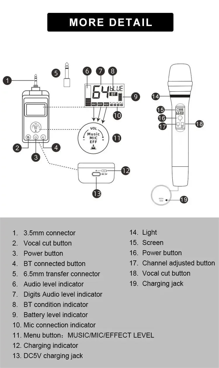 M50 Wireless Microphone DSP Anti-whistling Reverb Anti-whistling Reverb Bluetooth Microphone Singing Home Entertainment KTV