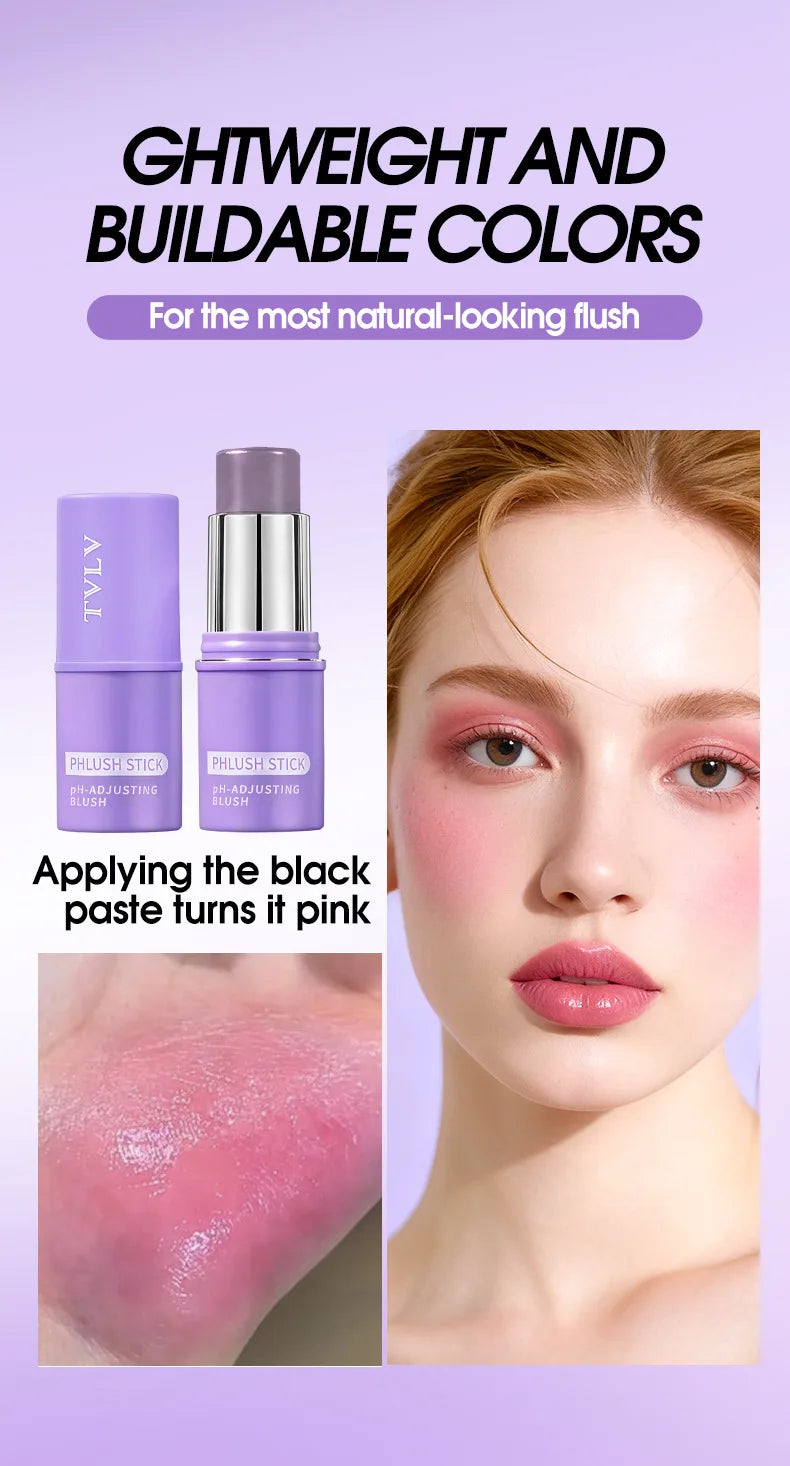 Colorchanging Blush and Lip Balm Dual Applicator Stick Keeps Makeup in Place, Provides Natural Temperature-changing Blush Effect