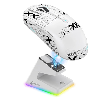 ATTACK SHARK X6 Lightweight Wireless Gaming Mouse with RGB Backlight Charging Base,Tri-Mode,26K DPI, PAW3395 Optical Sensor