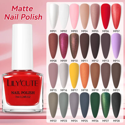 LILYCUTE 7ml Matte Nail Polish - 28 Autumn Colors