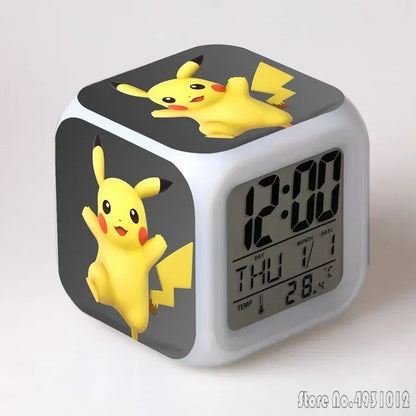 Anime Cartoon Pok é mon Cartoon Alarm Clock Creative Student 8x8x8cm LED Cube with Colorful Light Display Time Week Month