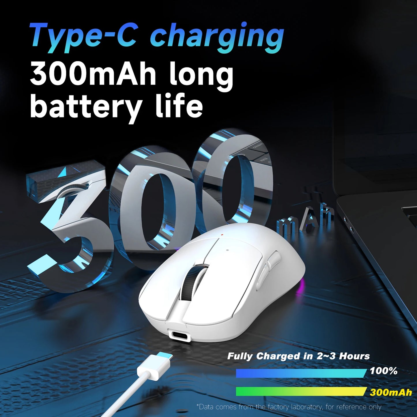 AJAZZ NJ08 Tri-Mode Wired/2.4G/Bluetooth Gaming and Office Mouse with RGB Lighting and Lightweight Design