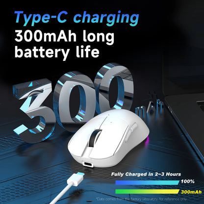 AJAZZ NJ08 Tri-Mode Wired/2.4G/Bluetooth Gaming and Office Mouse with RGB Lighting and Lightweight Design
