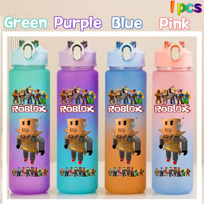 Roblox Anime Cartoon Straw Drink Bottle 750ml Gradient Color Water Cup Game Student Daily Necessities Gourde Boy Holiday Gift