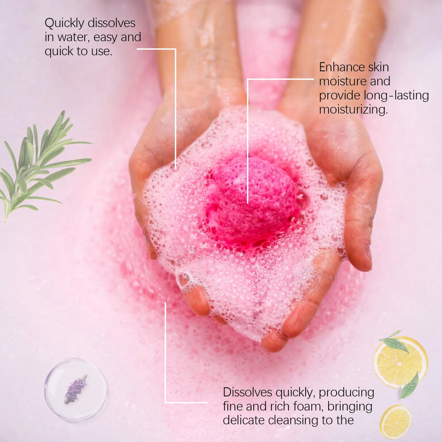 OceAura Bath Bubble Balls for Women Soft Smooth Clean Body Care Moisturizing Skin Elasticity Enhancement Shower Gift Set 6pcs